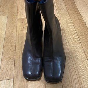 Vintage Y2K Tommy Hilfiger Leather chocolate brown square toe ankle boots 7.5